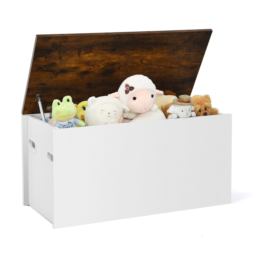 White Flip-top Storage Chest with Self-hold Cover and Pneumatic Rod - Kids Toy & Shoe Bench