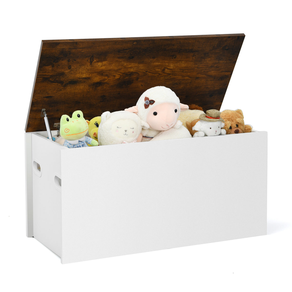 White Flip-top Storage Chest with Self-hold Cover and Pneumatic Rod - Kids Toy & Shoe Bench