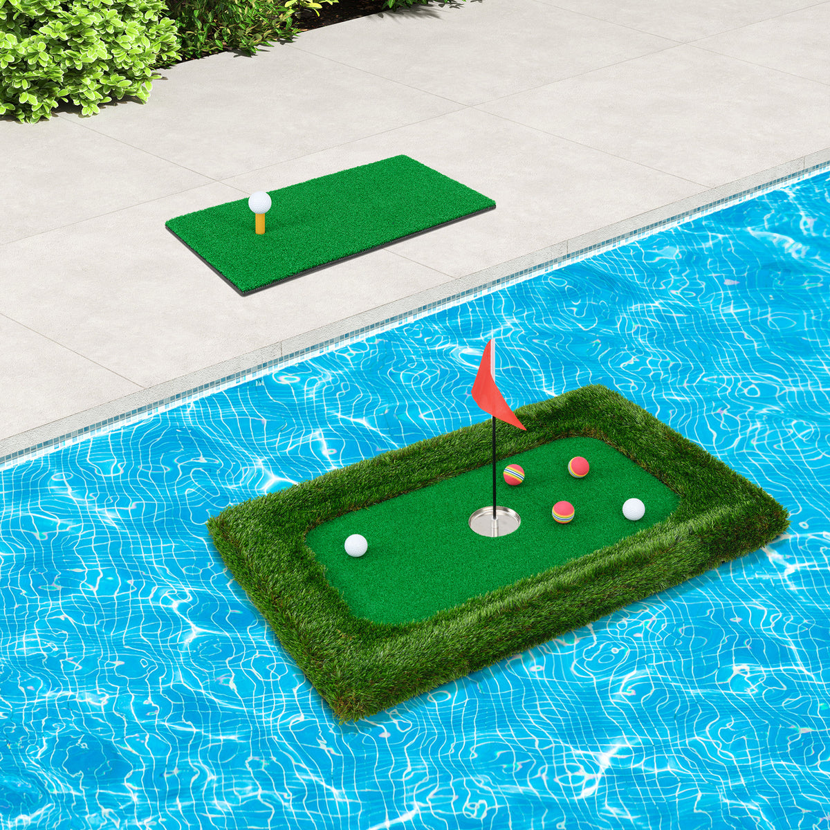 Floating Golf Green Mat 37.5 x 25.5 Inch for Pool & Practice - 2x3 Feet