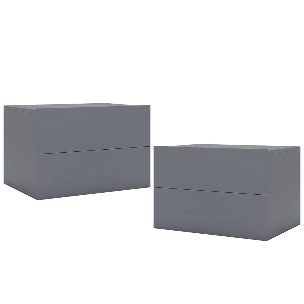 Floating Nightstand with 2 Storage Drawers, White
