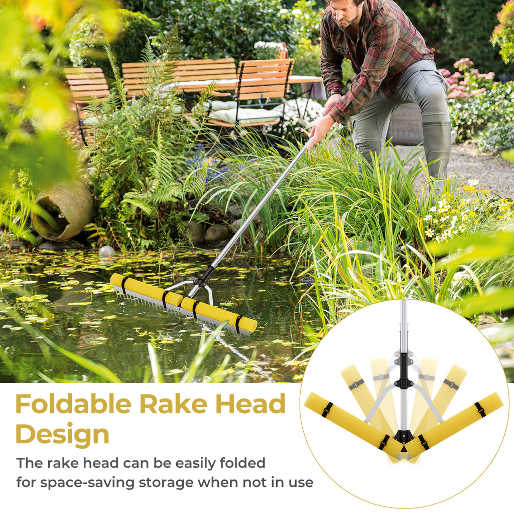 Floating Weed Lake Rake 36” Aquatic Pond Cutter with Foam Floats