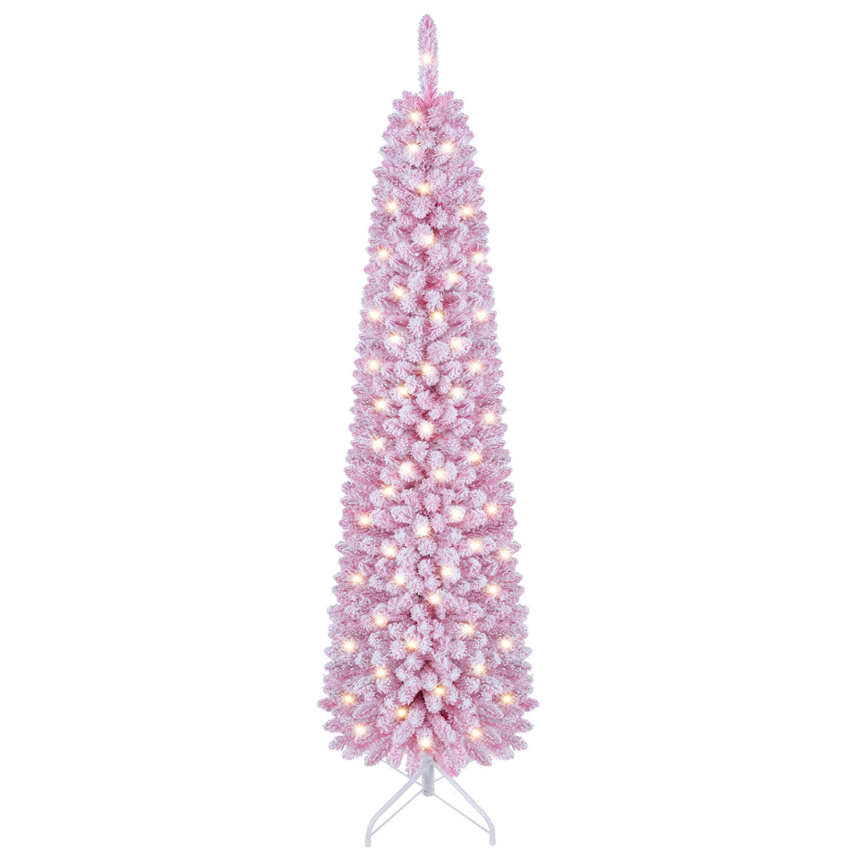 6 Ft Flocked Pre-Lit Artificial Christmas Tree with 8 Lighting Modes
