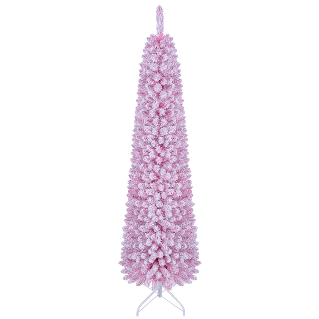 6 Ft Flocked Pre-Lit Artificial Christmas Tree with 8 Lighting Modes