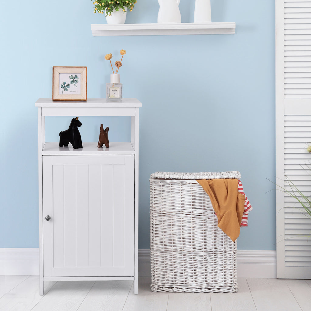 Bathroom Storage Cabinet 33-Inch, Open Shelf & Cabinet White
