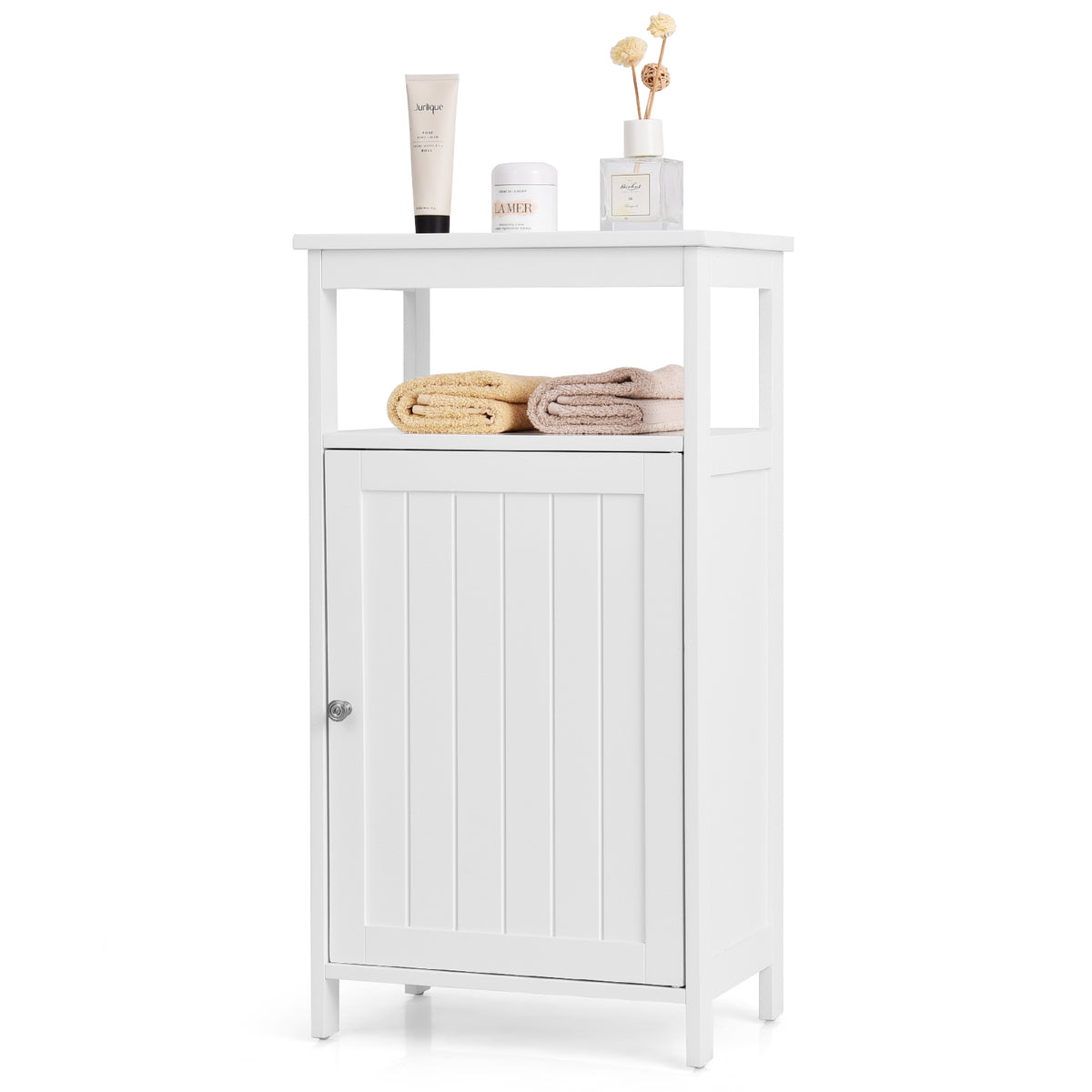Bathroom Storage Cabinet 33-Inch, Open Shelf & Cabinet White