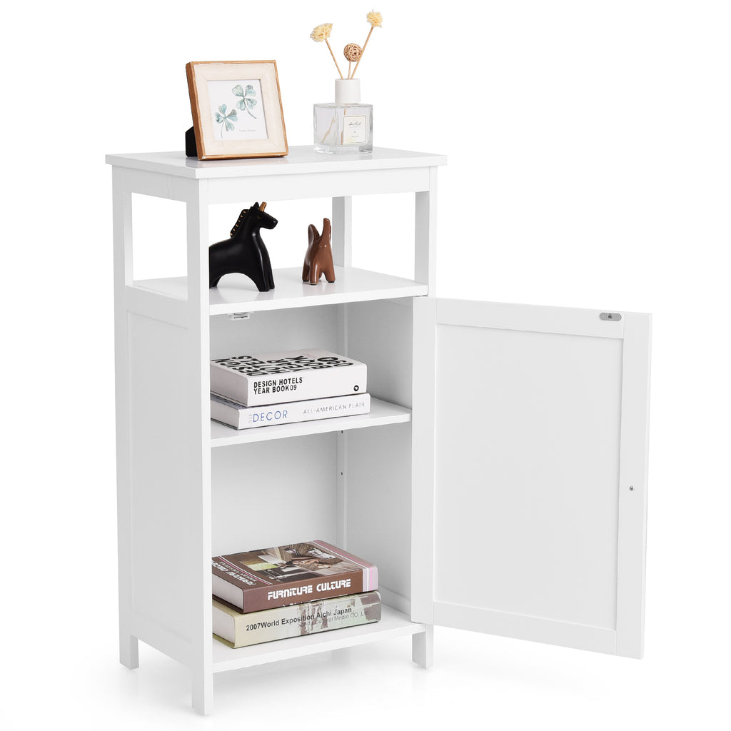 Bathroom Storage Cabinet 33-Inch, Open Shelf & Cabinet White