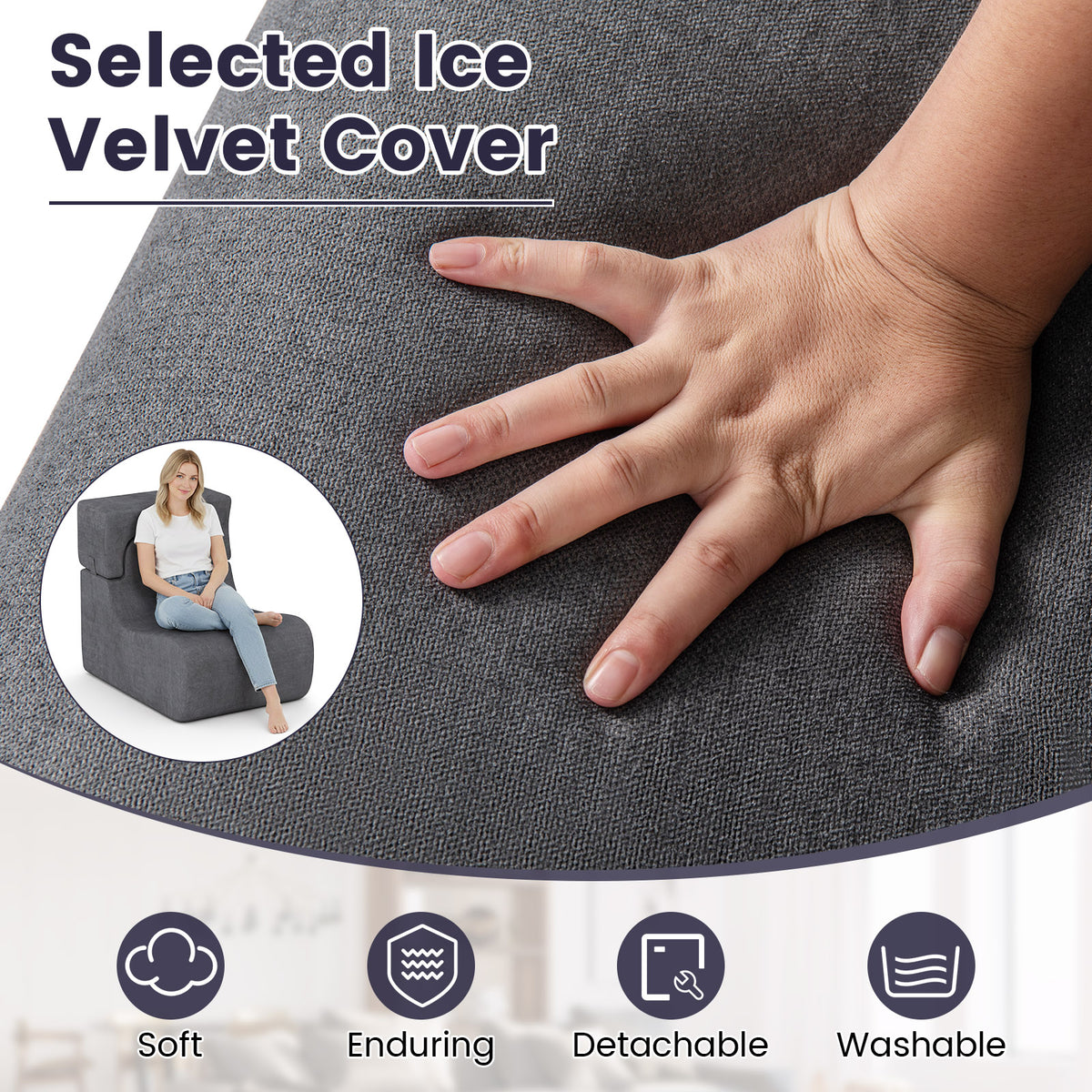 Floor Chair with Detachable Headrest - Gray