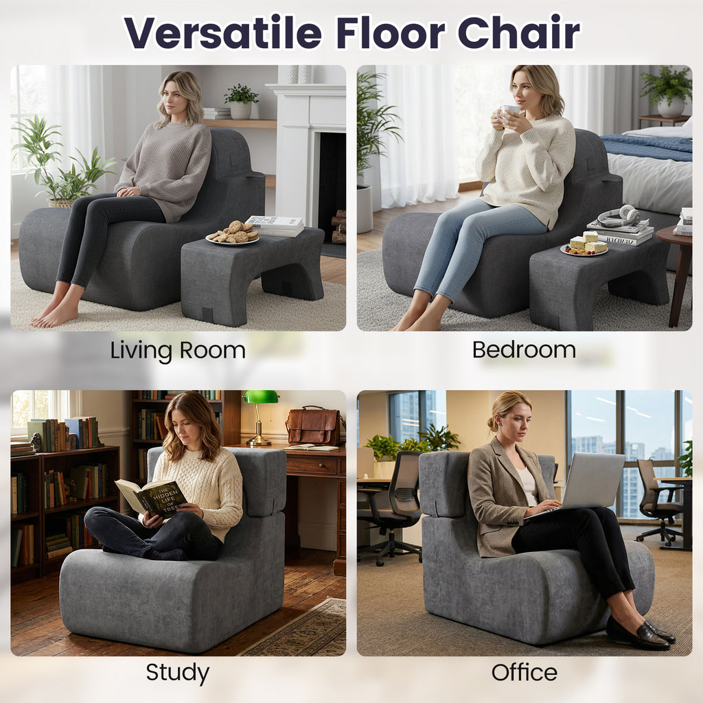 Floor Chair with Detachable Headrest - Gray