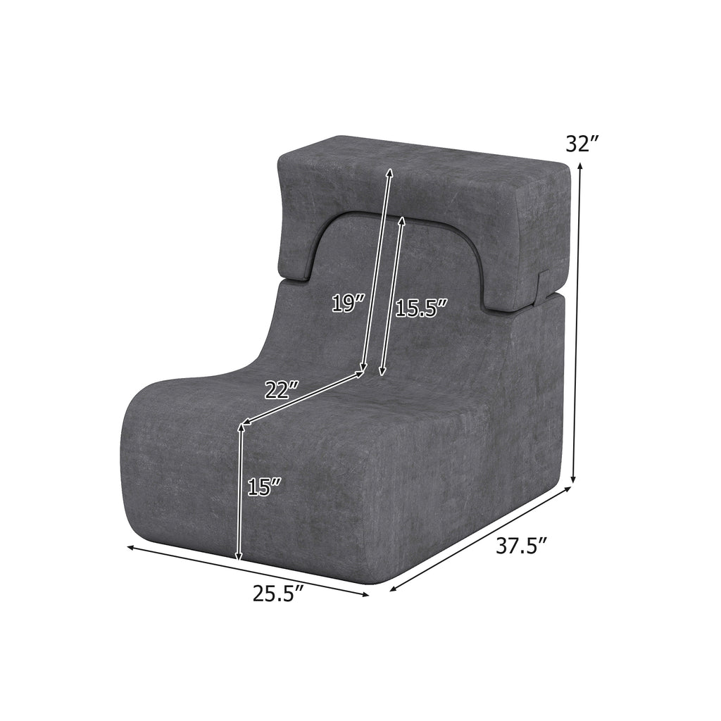Floor Chair with Detachable Headrest - Gray