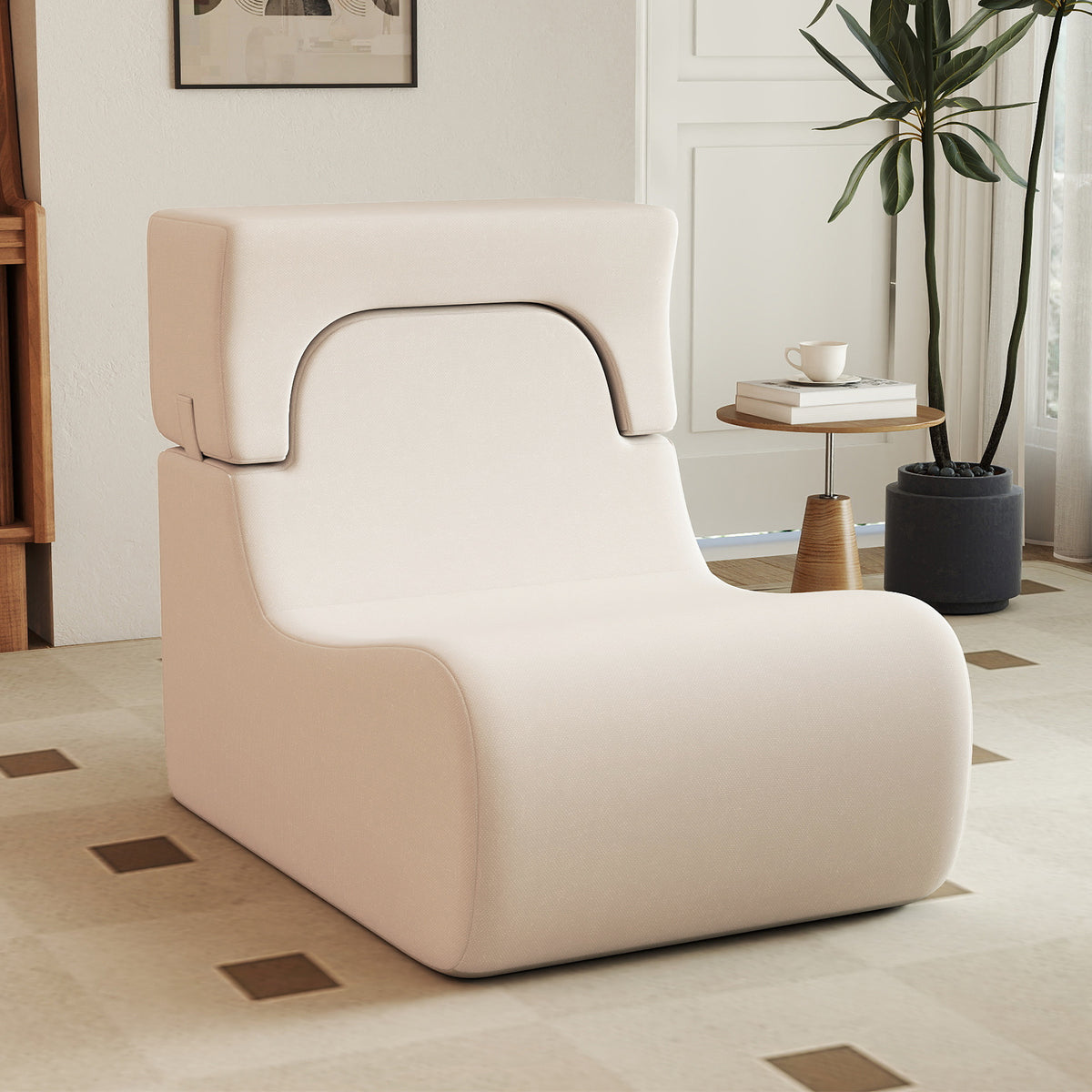 Floor Chair with Detachable Headrest - Gray