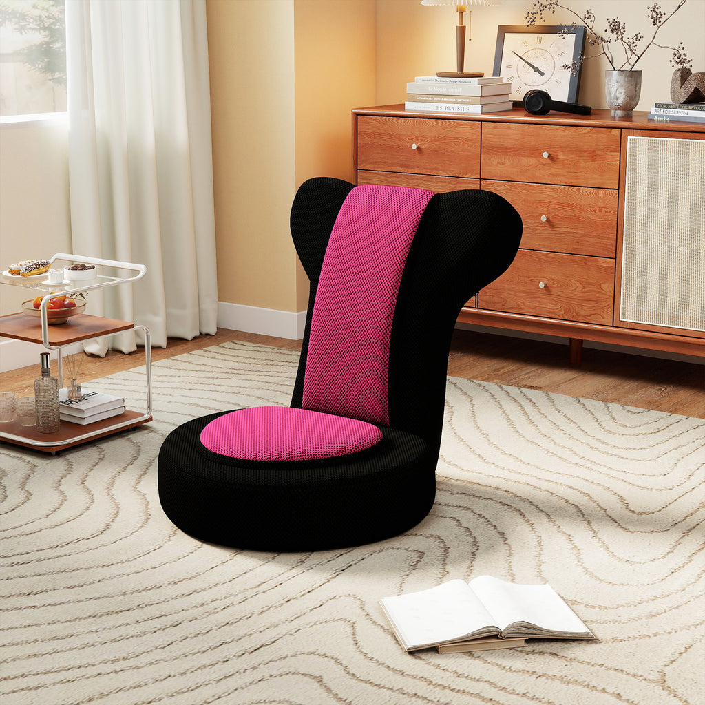 Floor Gaming Chair with Adjustable Headrest & Backrest - Pink