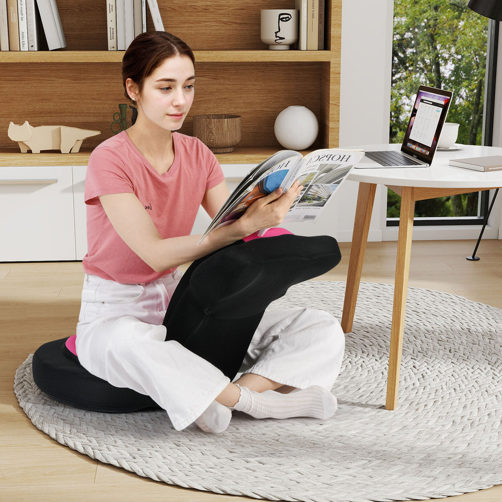 Floor Gaming Chair with Adjustable Headrest & Backrest - Pink