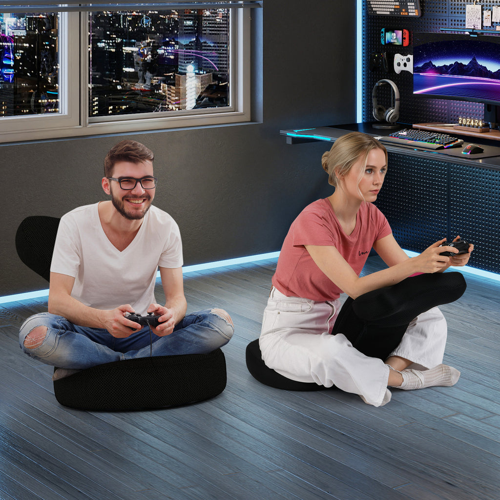 Floor Gaming Chair with Adjustable Headrest & Backrest - Pink