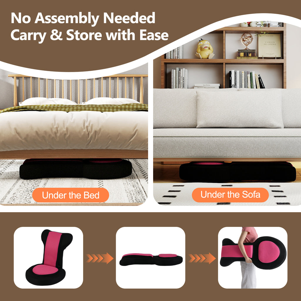 Floor Gaming Chair with Adjustable Headrest & Backrest - Pink