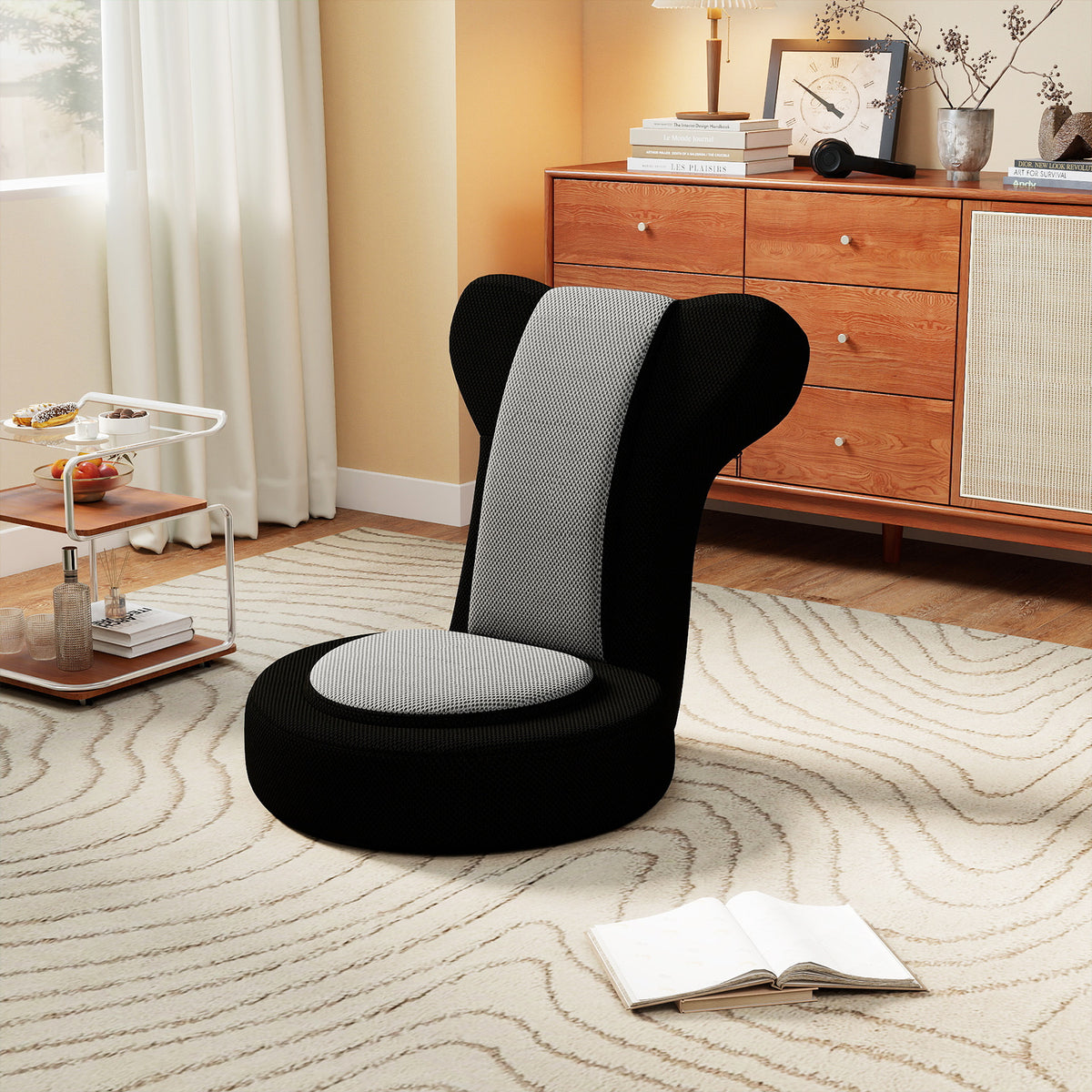 Floor Gaming Chair with Adjustable Headrest & Backrest - Pink