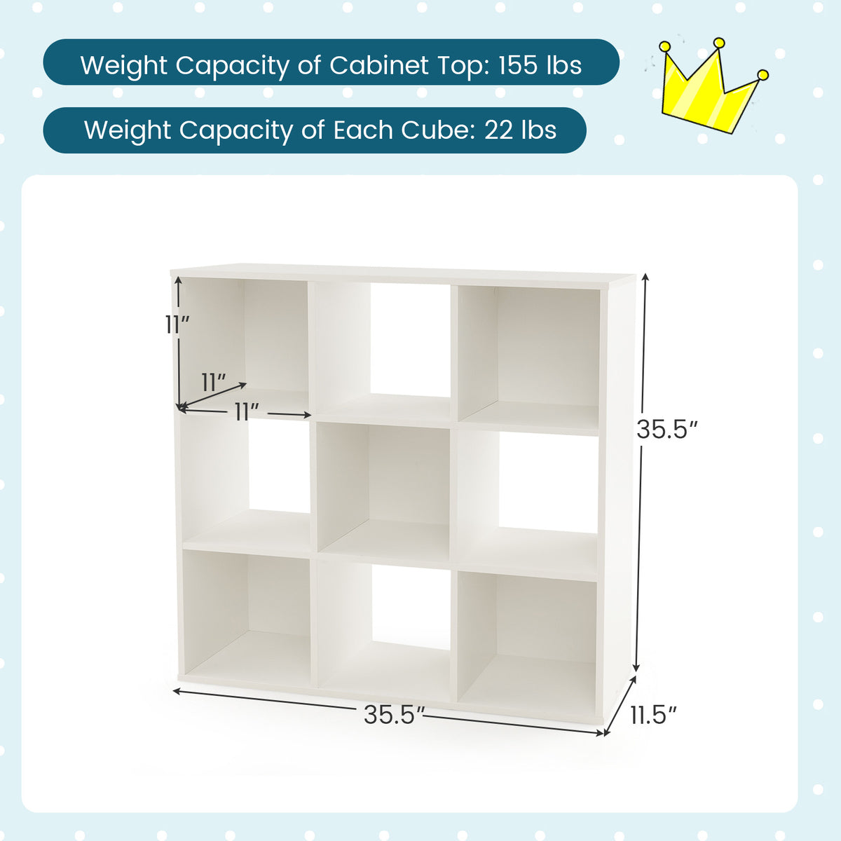 White Wooden Kids Bookcase with Storage Cubbies and Anti-Tip Devices - Costway