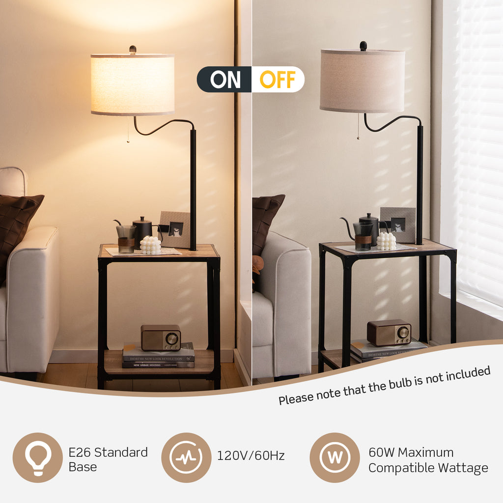 Rotatable Floor Lamp with End Table and USB Charging Ports - Modern Home Lighting