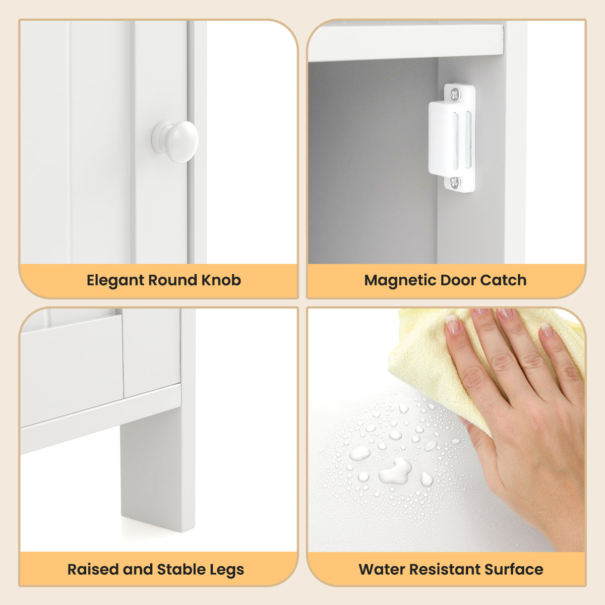 Bathroom Freestanding Floor Storage Cabinet with Adjustable Shelf