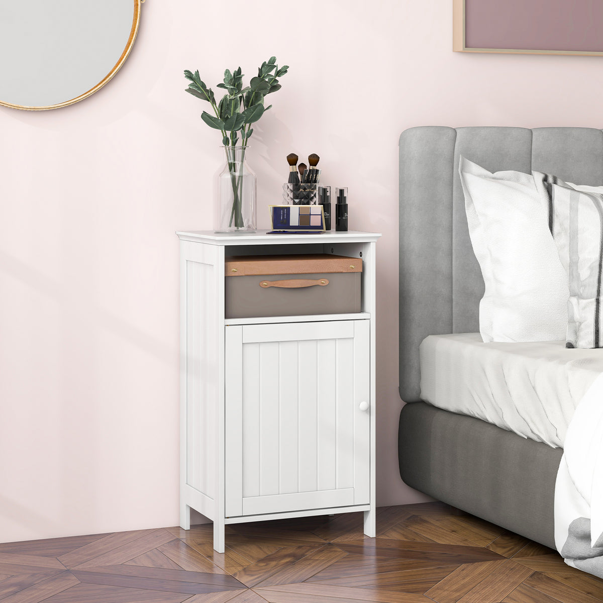 Bathroom Freestanding Floor Storage Cabinet with Adjustable Shelf
