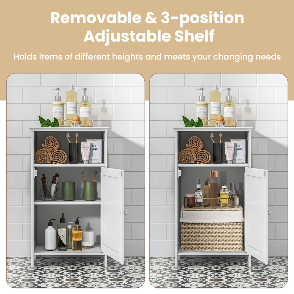 Bathroom Freestanding Floor Storage Cabinet with Adjustable Shelf