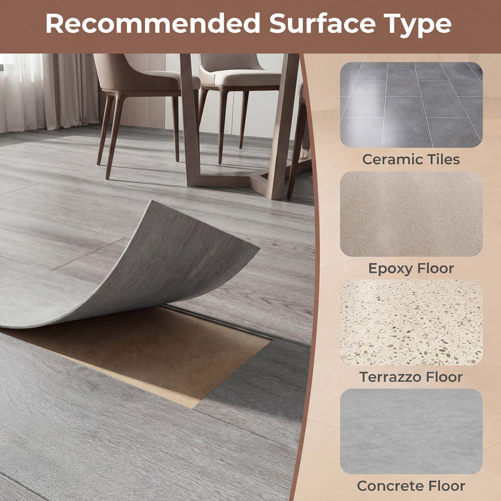 24 Pack Gray Vinyl Floor Tiles - Waterproof Vinyl Plank Flooring with Wood Grain Design