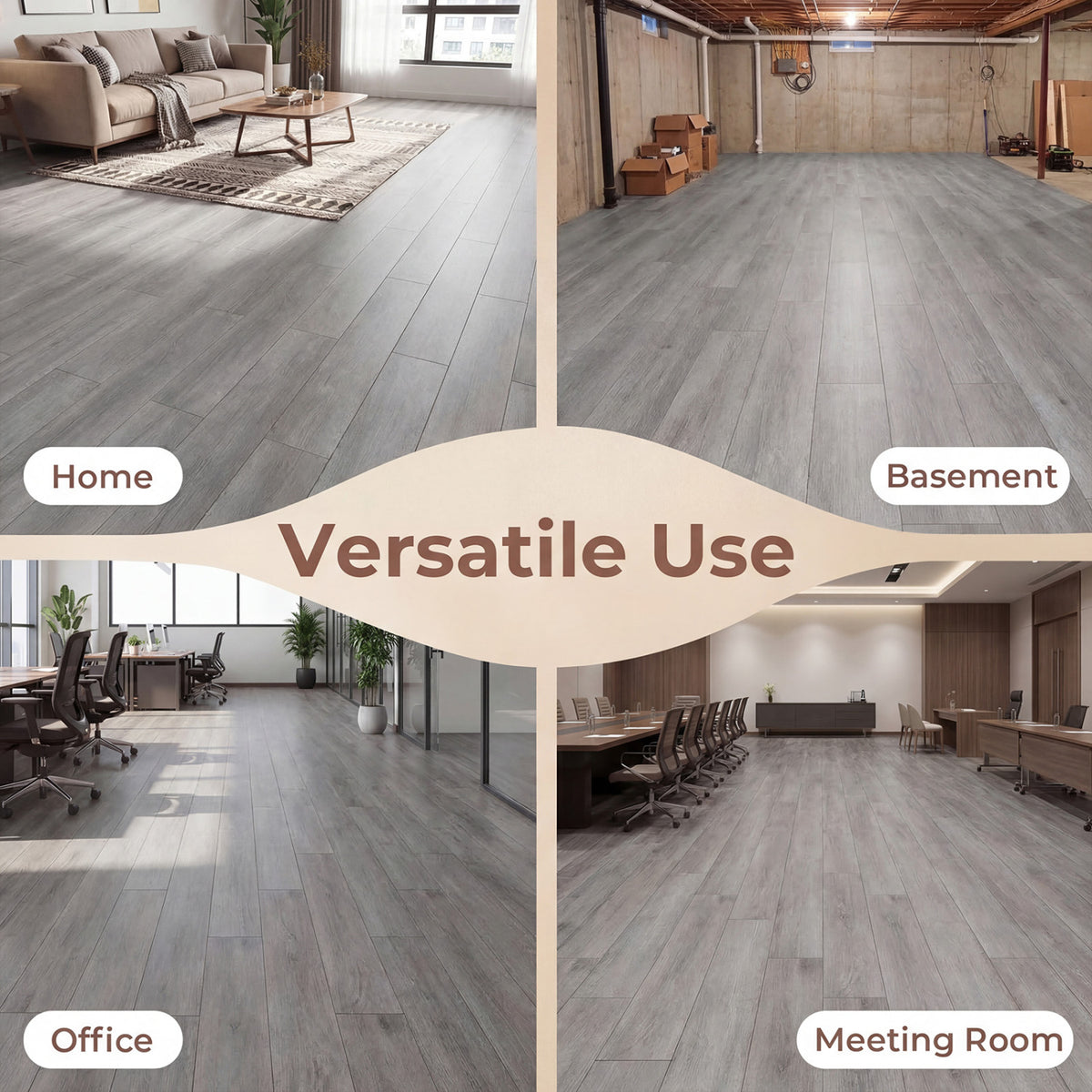 24 Pack Gray Vinyl Floor Tiles - Waterproof Vinyl Plank Flooring with Wood Grain Design