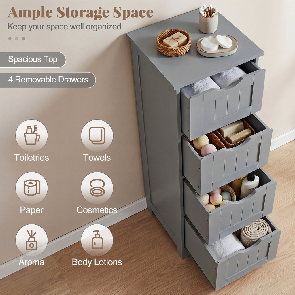 4-Drawer Freestanding Floor Cabinet, Gray