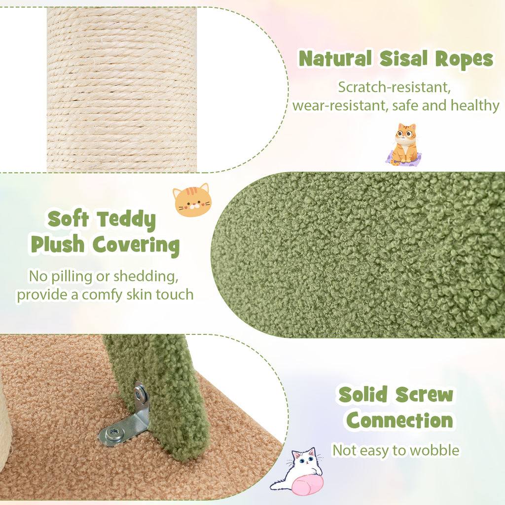 Adjustable Floor to Ceiling Cat Tree with Extra Post - Green, 86-99.5 Inch