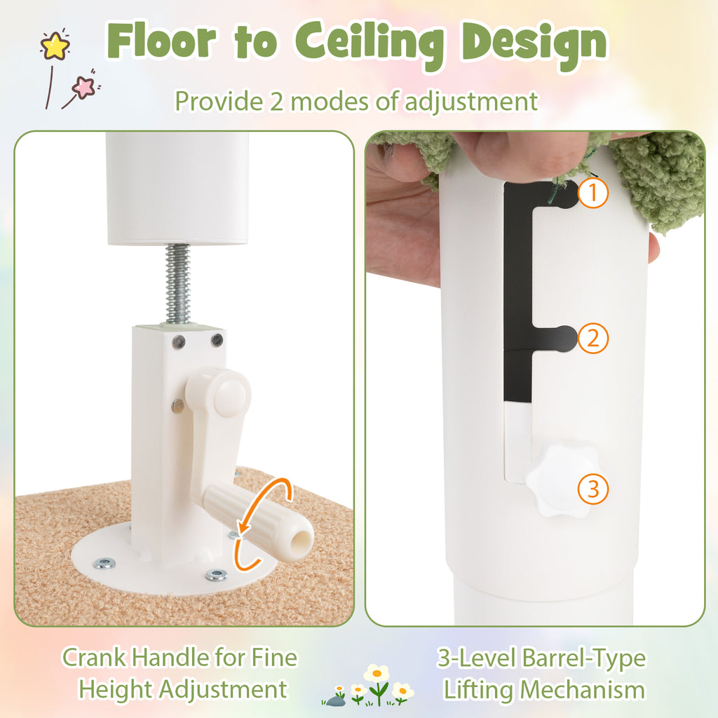 Adjustable Floor to Ceiling Cat Tree with Extra Post - Green, 86-99.5 Inch