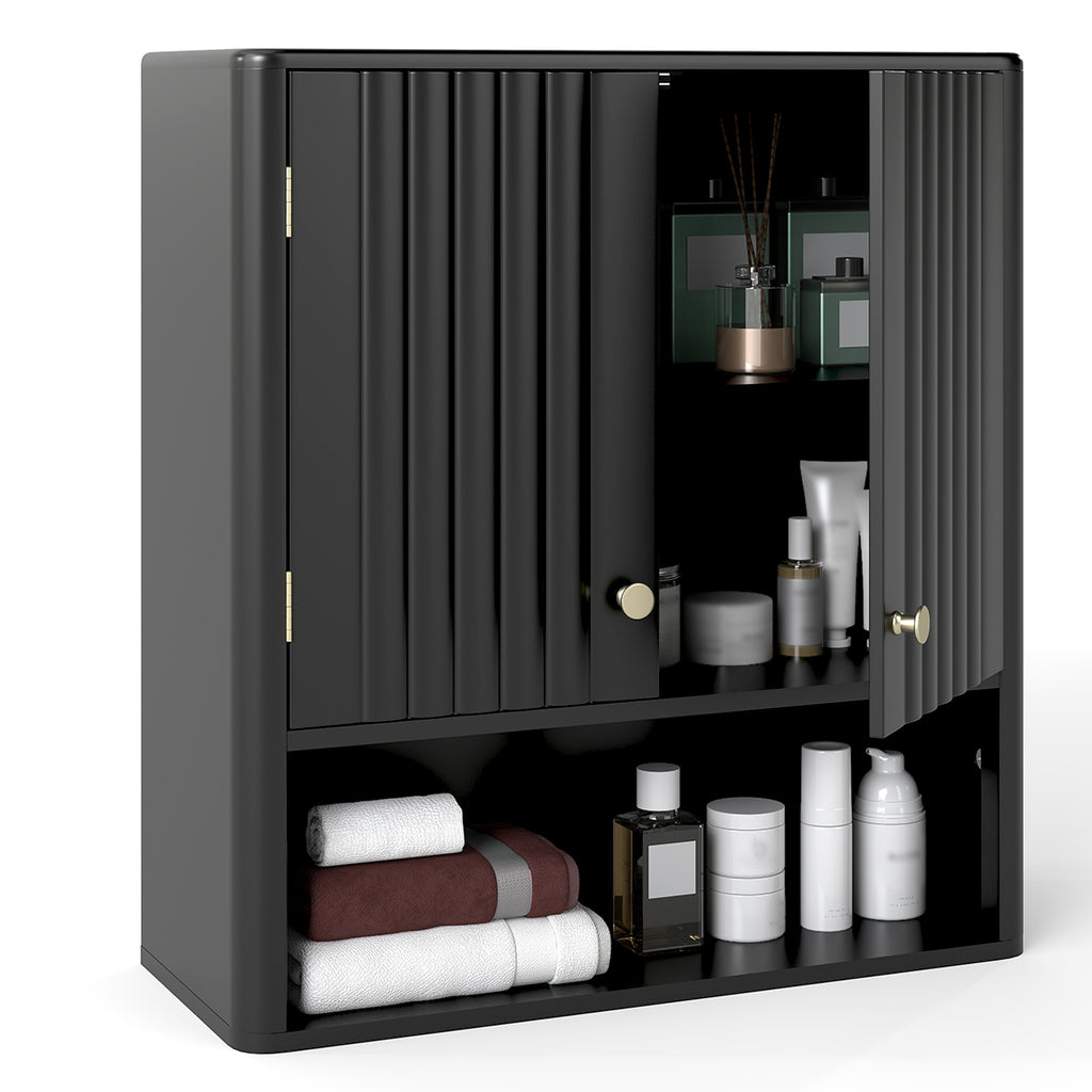3-Piece Bathroom Cabinet Set with Fluted Doors, Over Toilet, Corner &