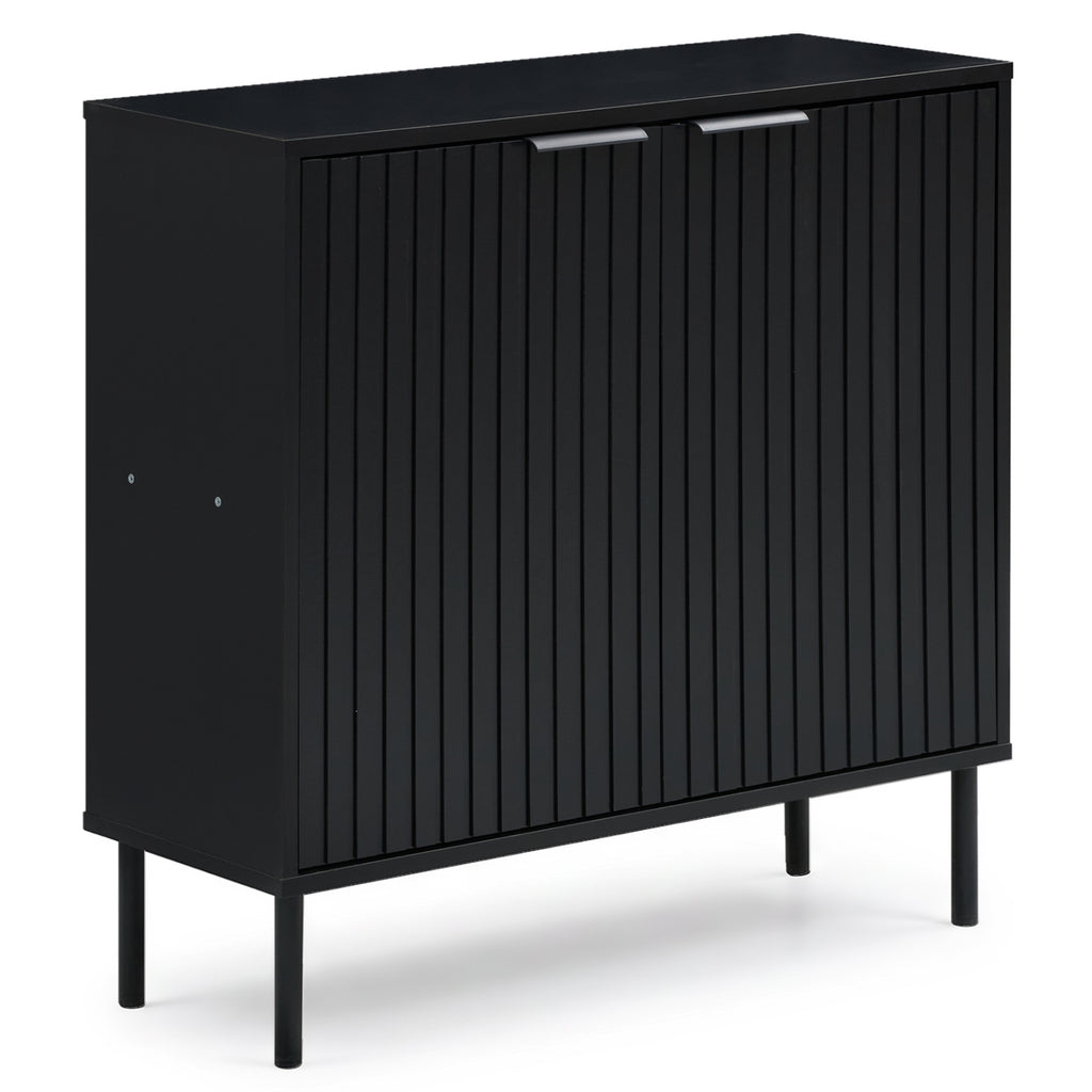 Fluted Buffet Sideboard 2-Door Cabinet - Black