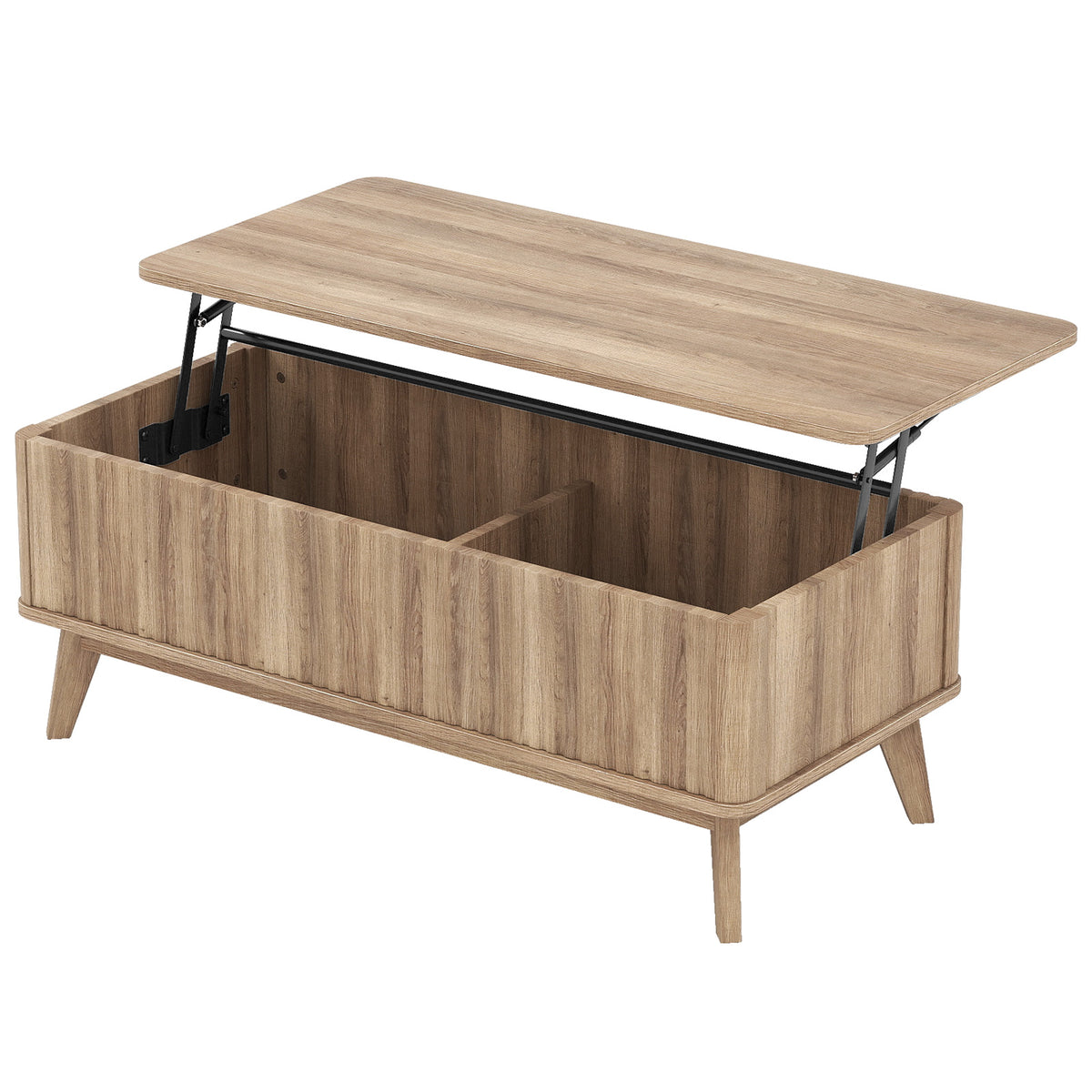 43.5" Walnut Lift-Top Coffee Table with Fluted Design