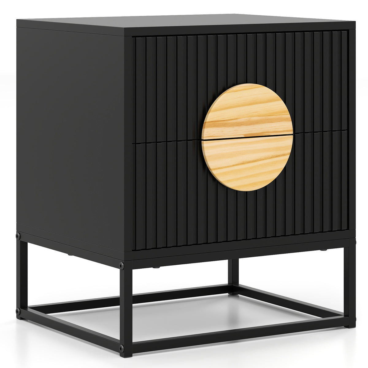 Bamboo Nightstand with Glass Drawers, Natural