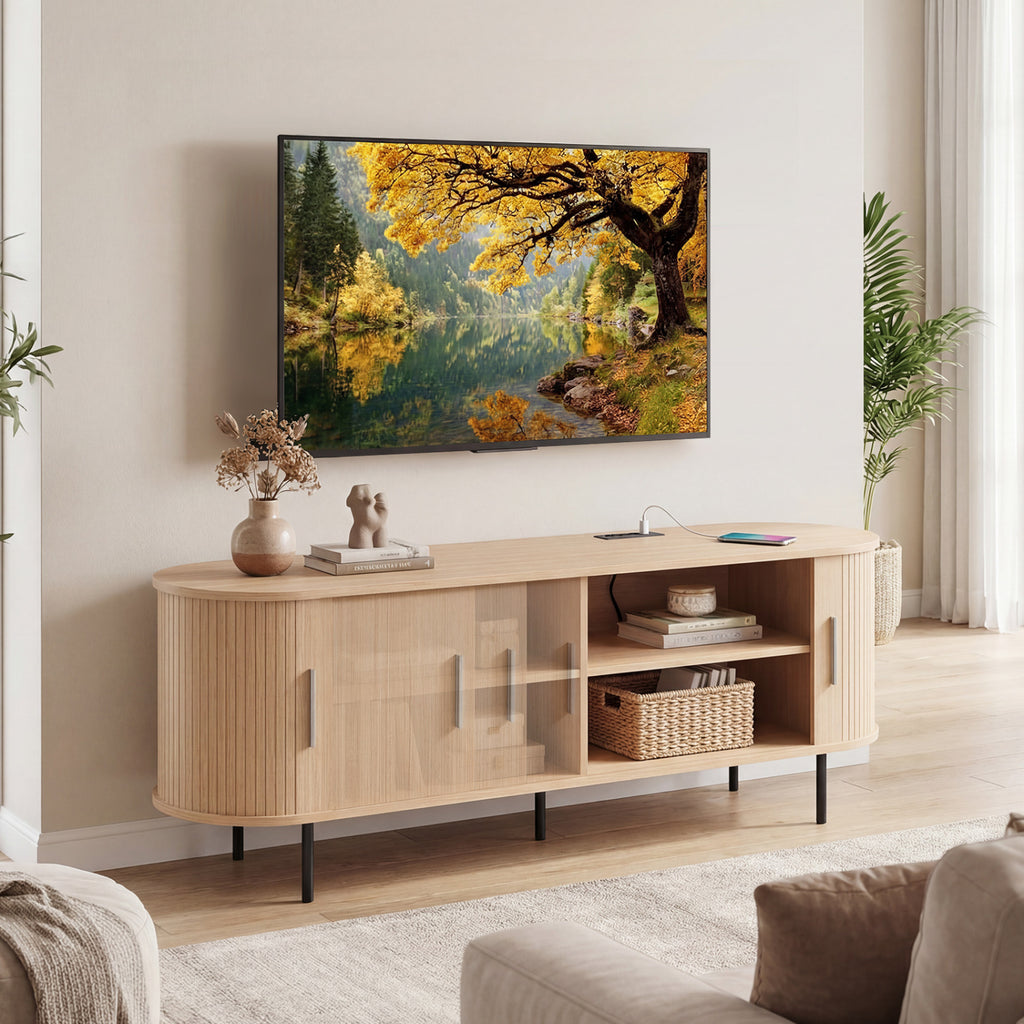 Mid Century TV Stand for TVs up to 60", Natural