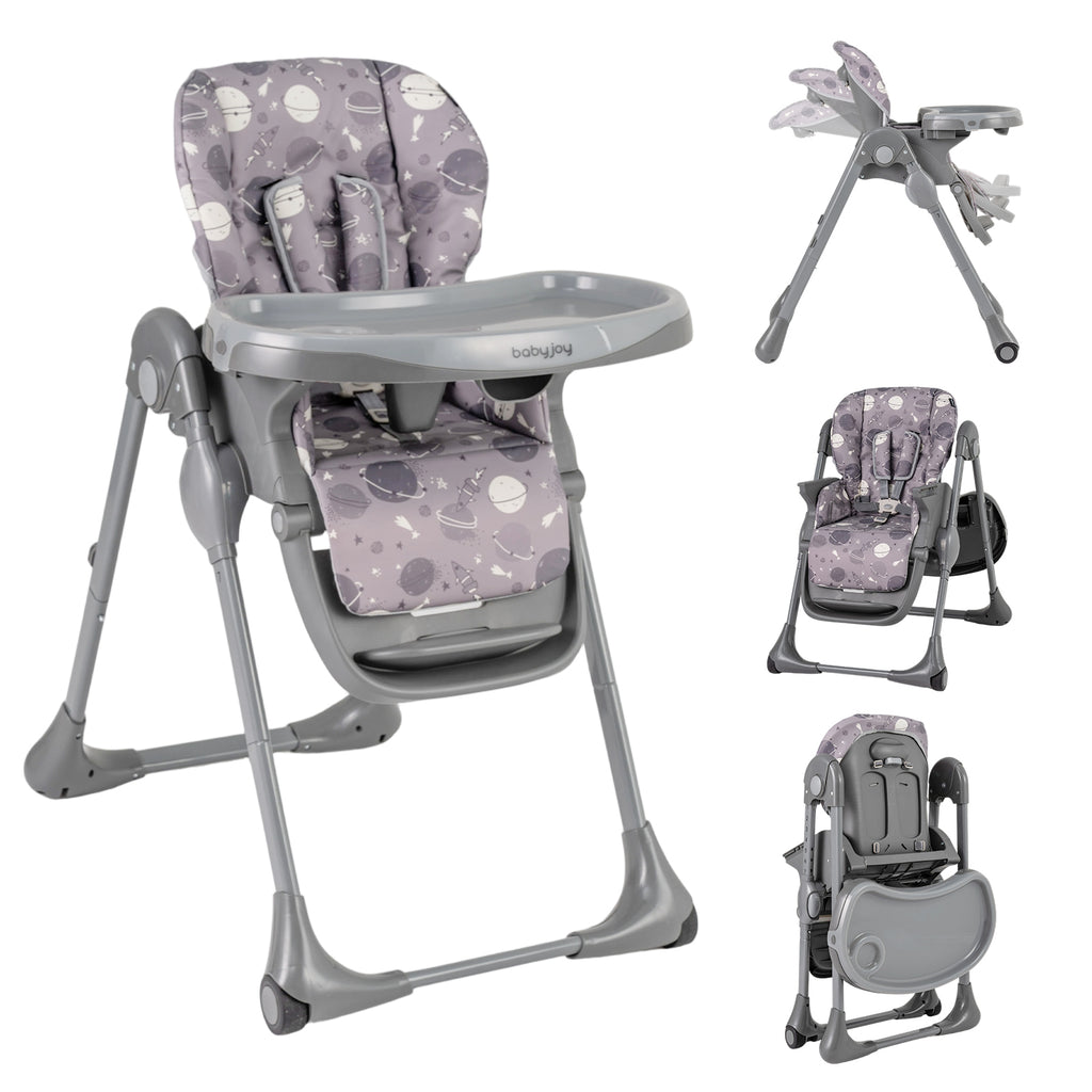 Folable High Chair with Detachable Cushion - Gray, Adjustable & Foldable Baby & Toddler Seat