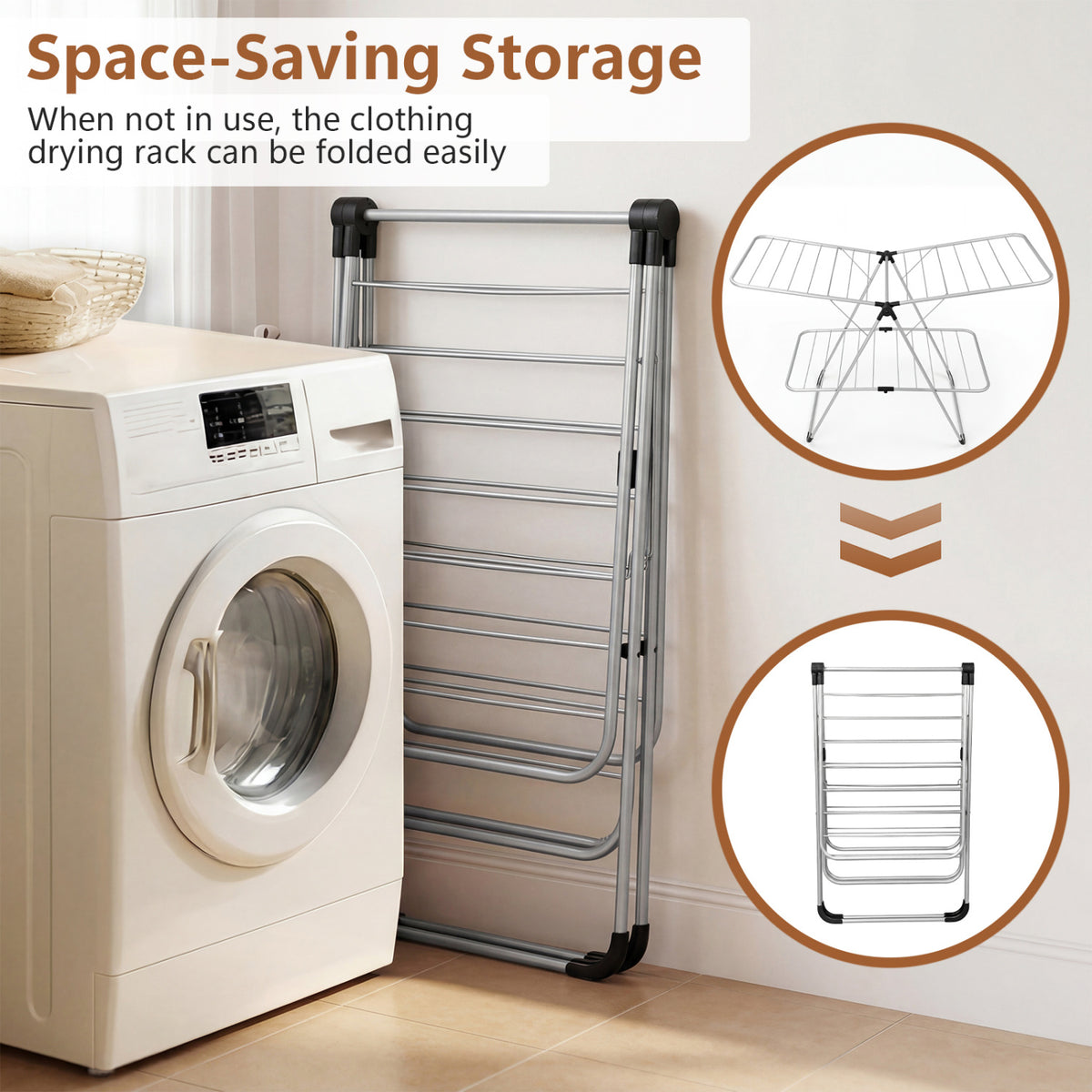 Foldable 2-Tier Clothes Drying Rack - Aluminum Wide