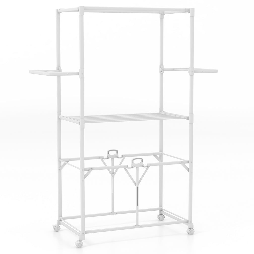 68.5 Inches Foldable Aluminum Laundry Rack - White