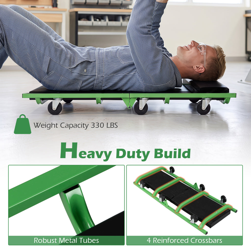 Foldable Automotive Creeper with 360° Swivel Wheels 330 lbs for Garage