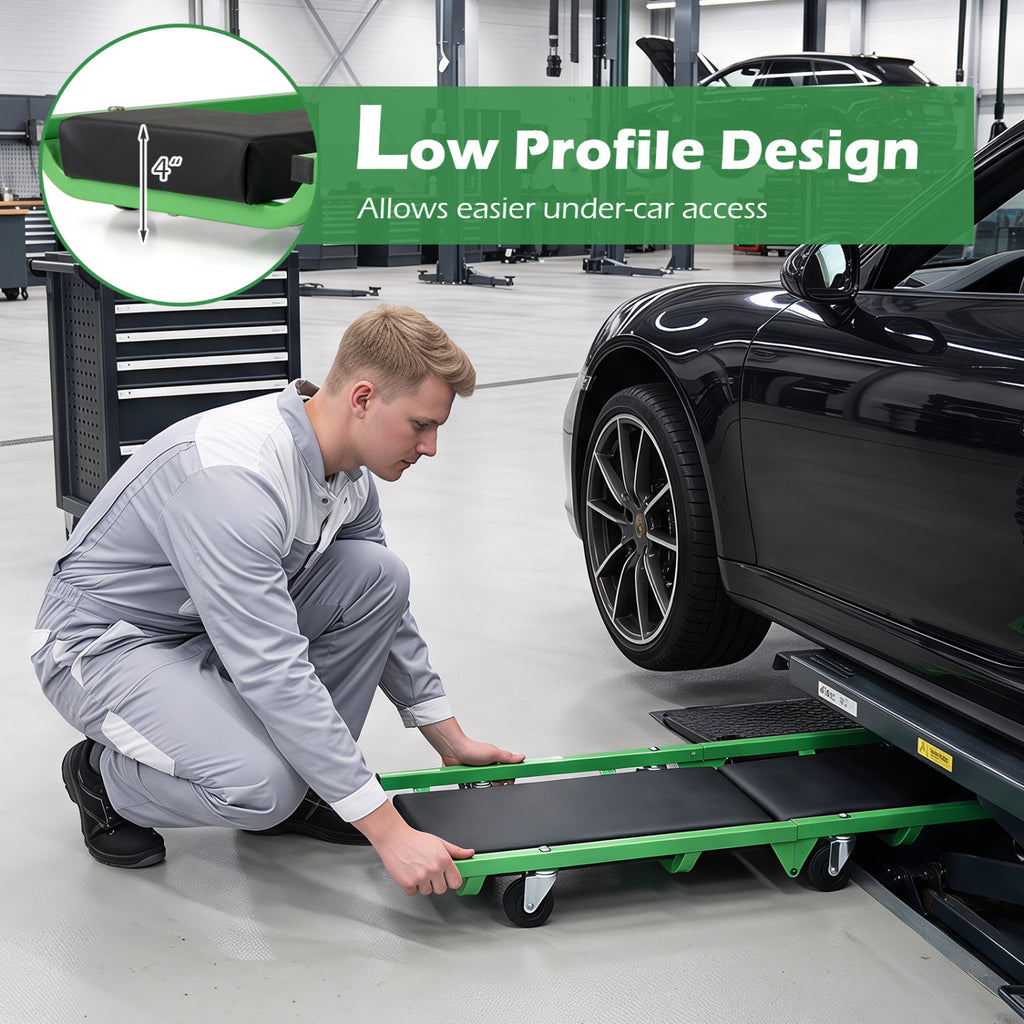 Foldable Automotive Creeper with 360° Swivel Wheels 330 lbs for Garage