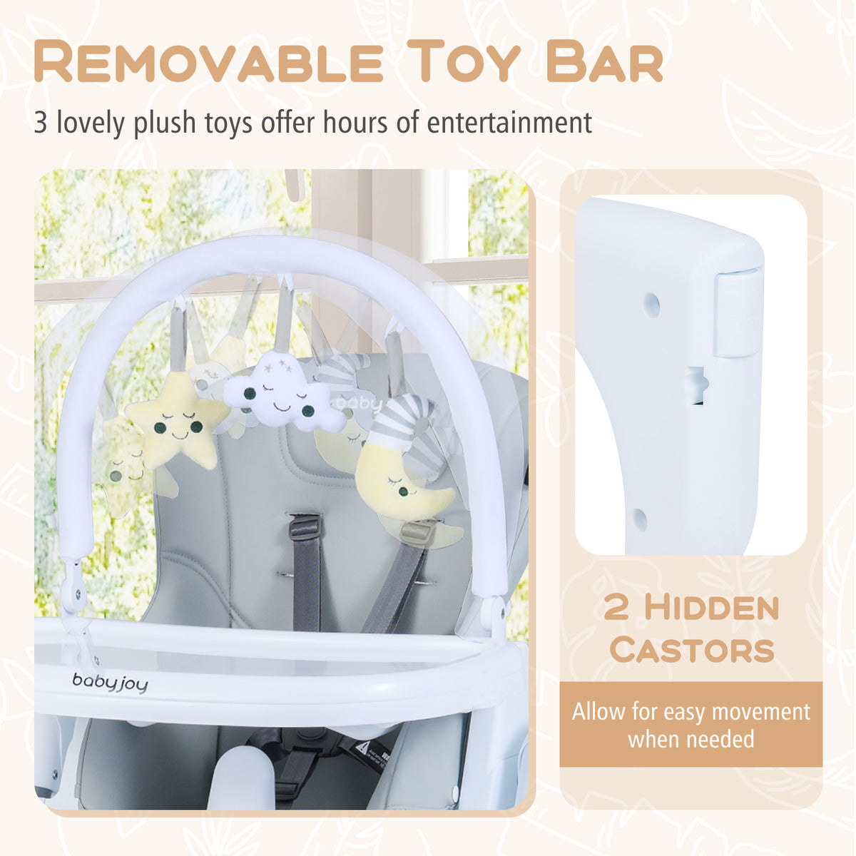 Foldable Baby High Chair with Adjustable Height & Seat - Light Gray