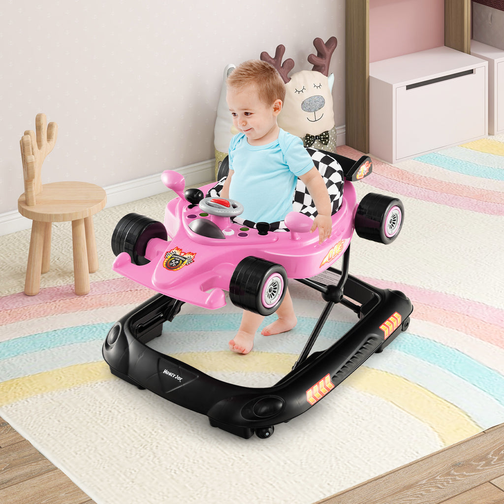 Convertible Baby Walker with 3 Adjustable Heights Pink - Baby & Toddler Toy