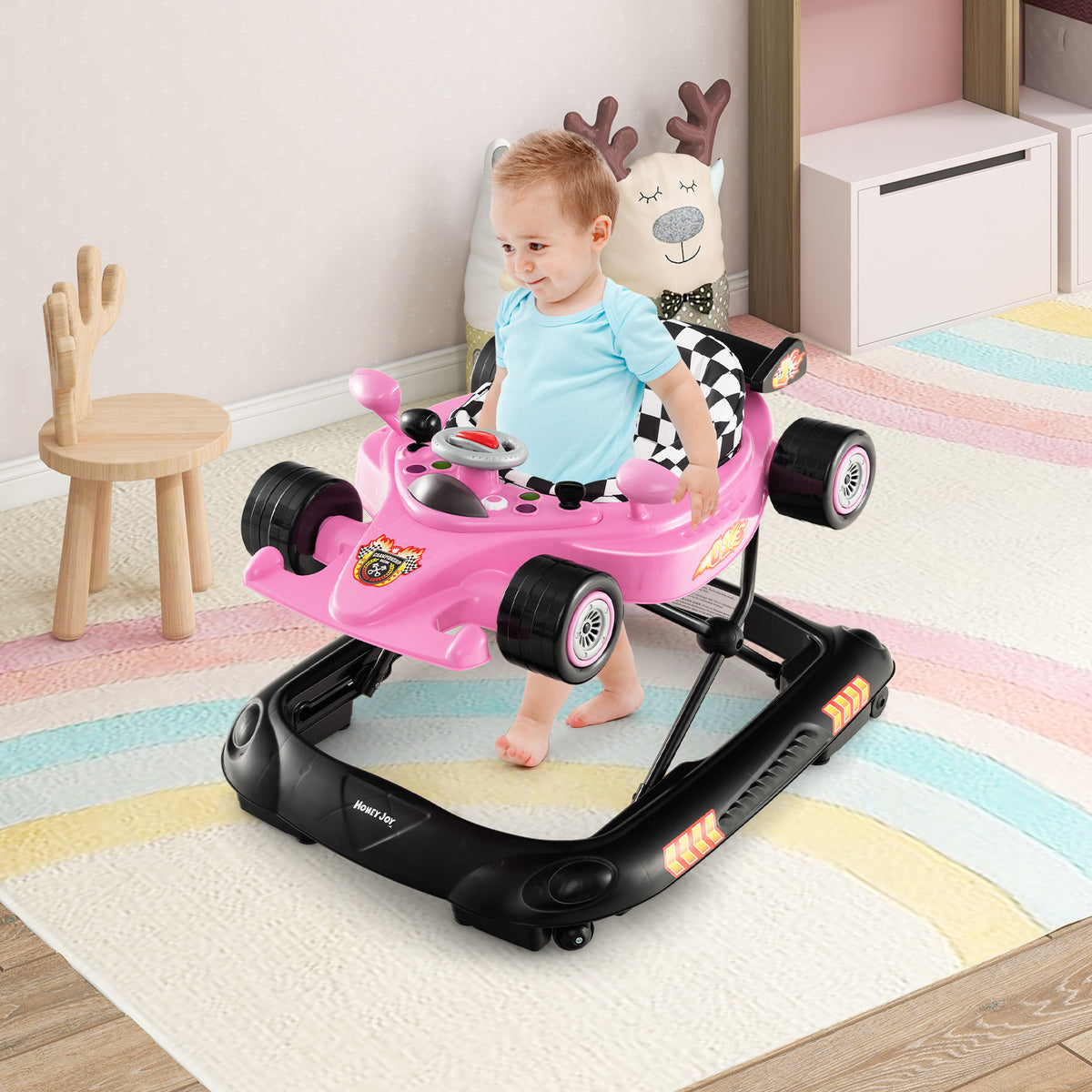 Convertible Baby Walker with 3 Adjustable Heights Pink - Baby & Toddler Toy