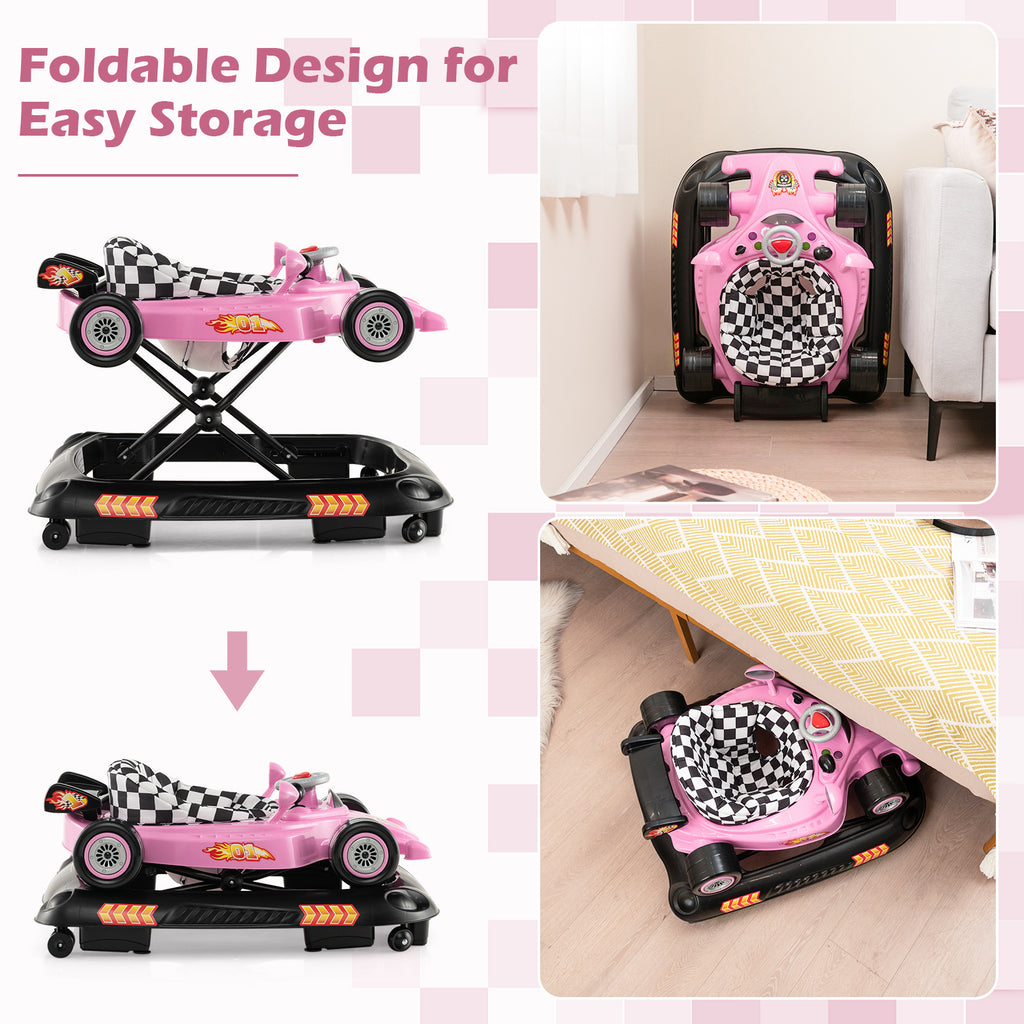 Convertible Baby Walker with 3 Adjustable Heights Pink - Baby & Toddler Toy