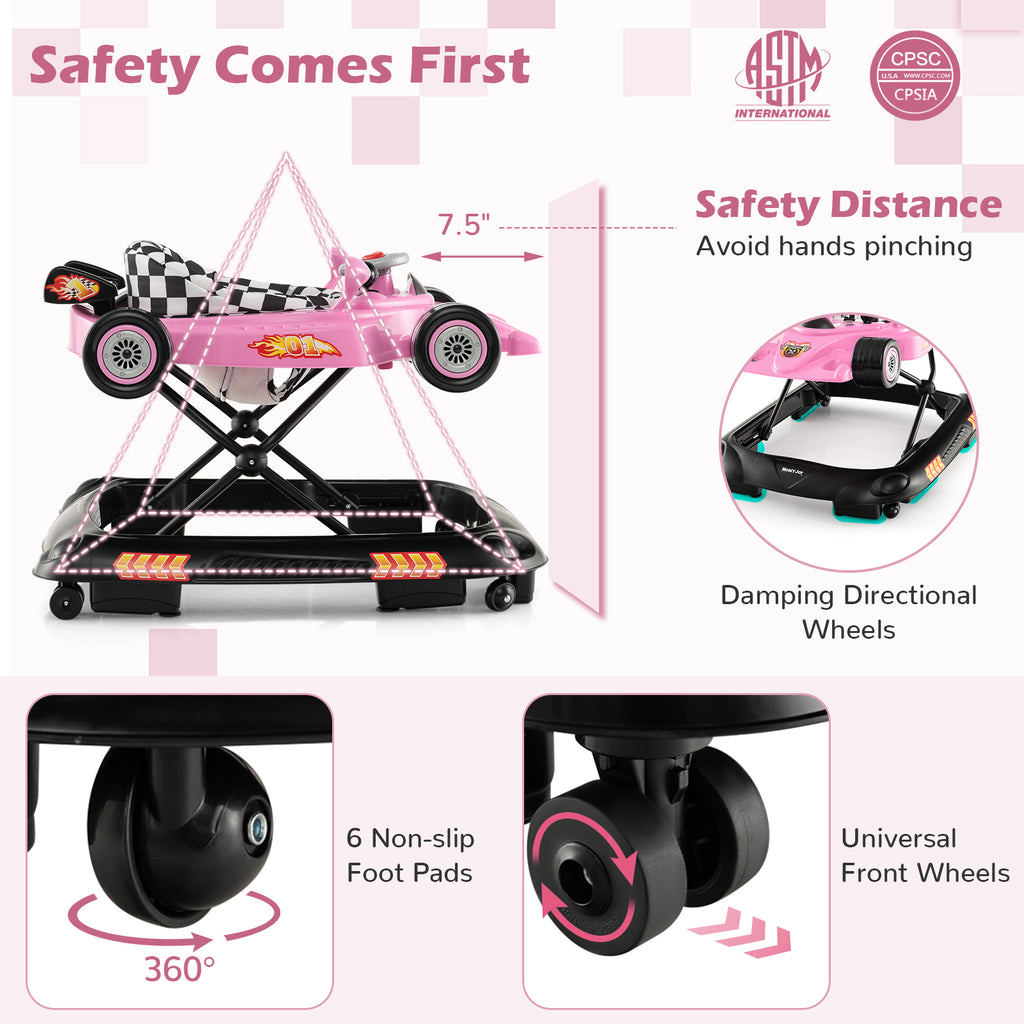 Convertible Baby Walker with 3 Adjustable Heights Pink - Baby & Toddler Toy