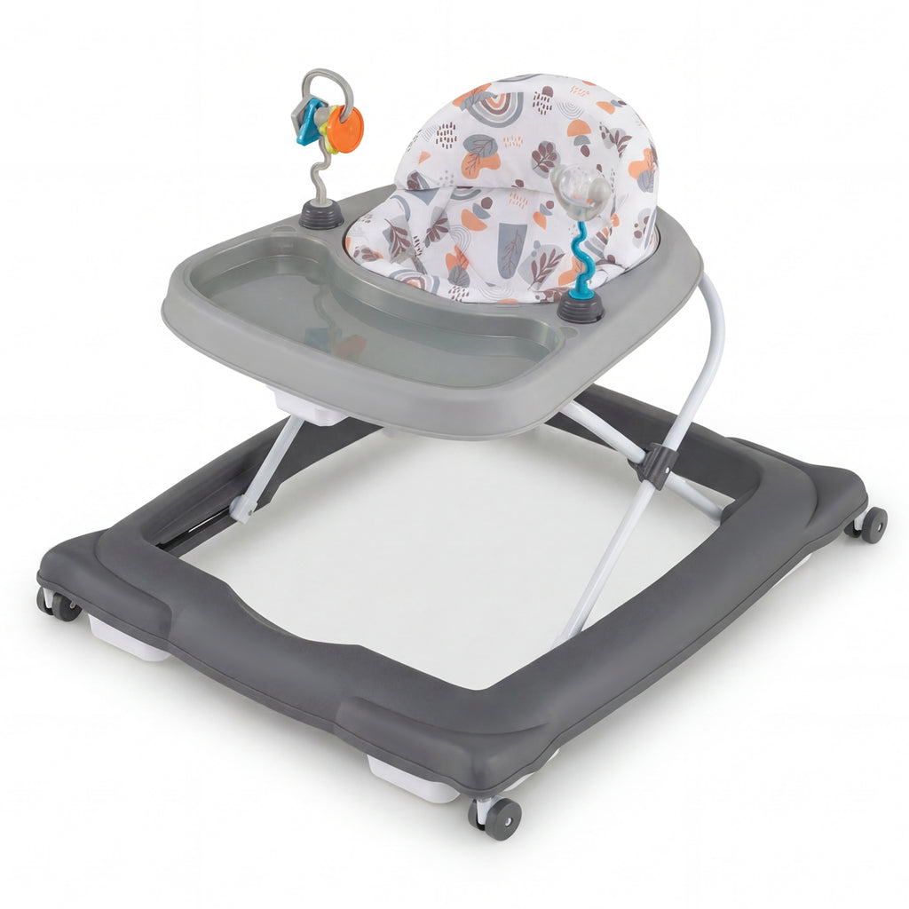 Foldable Baby Walker with Removable Seat & Adjustable Height - Gray, 27.5 x 25 x 21 Inches