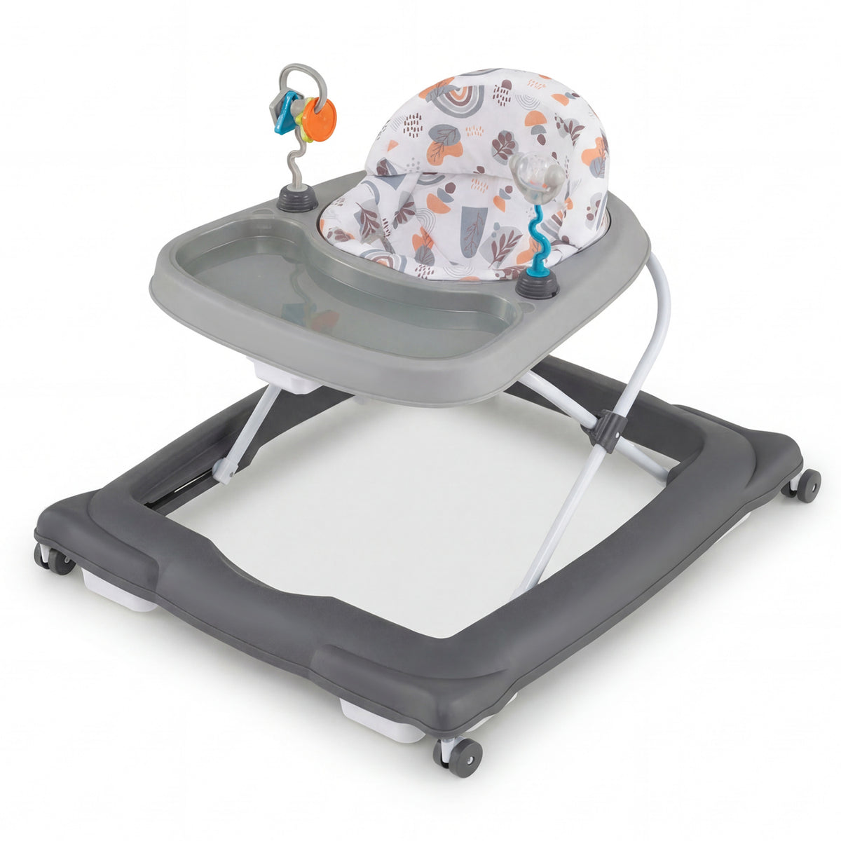 Foldable Baby Walker with Removable Seat & Adjustable Height - Gray, 27.5 x 25 x 21 Inches