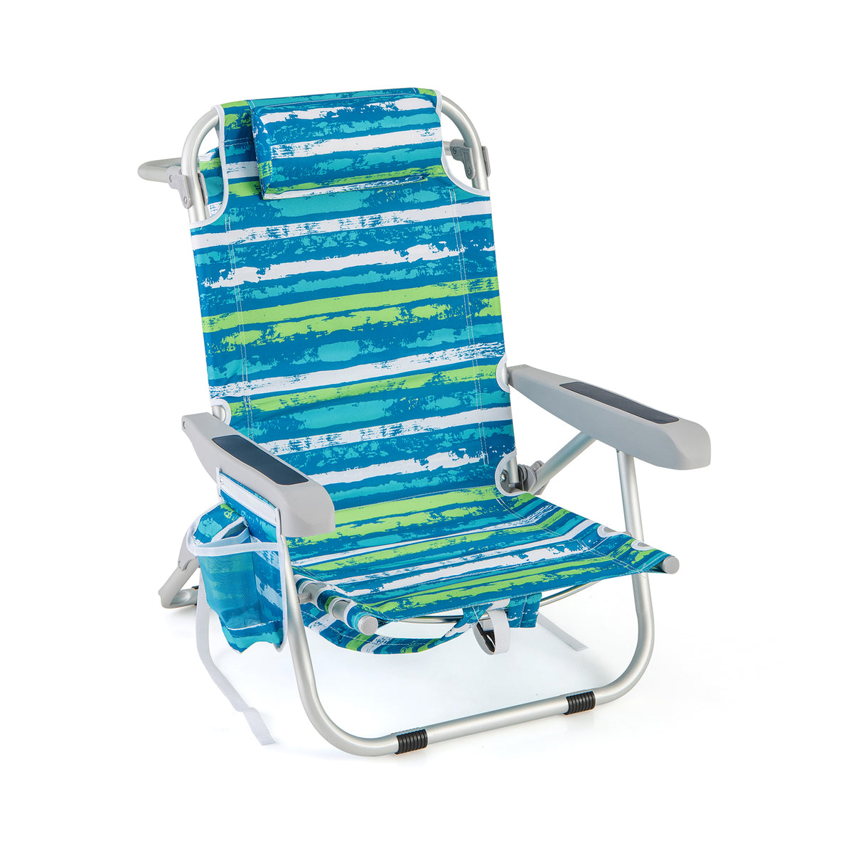 Beach Chairs Set of 2 Portable Folding Backpack Recliners with