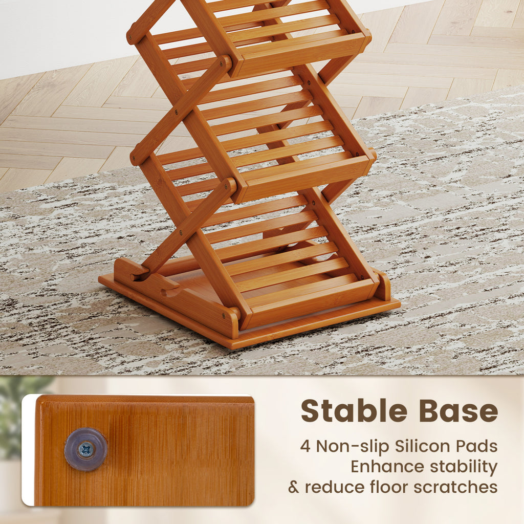 Foldable Bamboo Magazine Rack 5-Tier Walnut