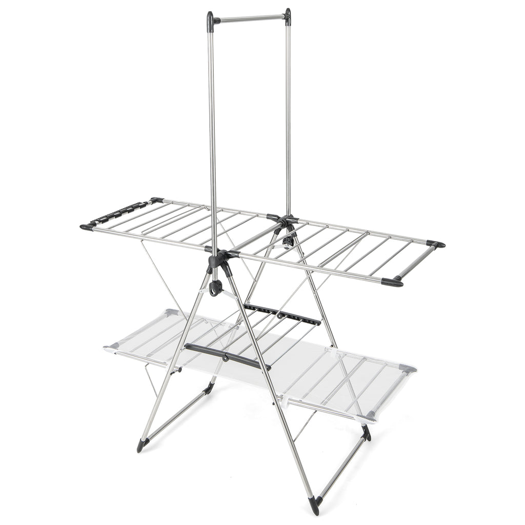2-Tier Clothes Drying Rack with Wave-Shaped Bars - Adjustable