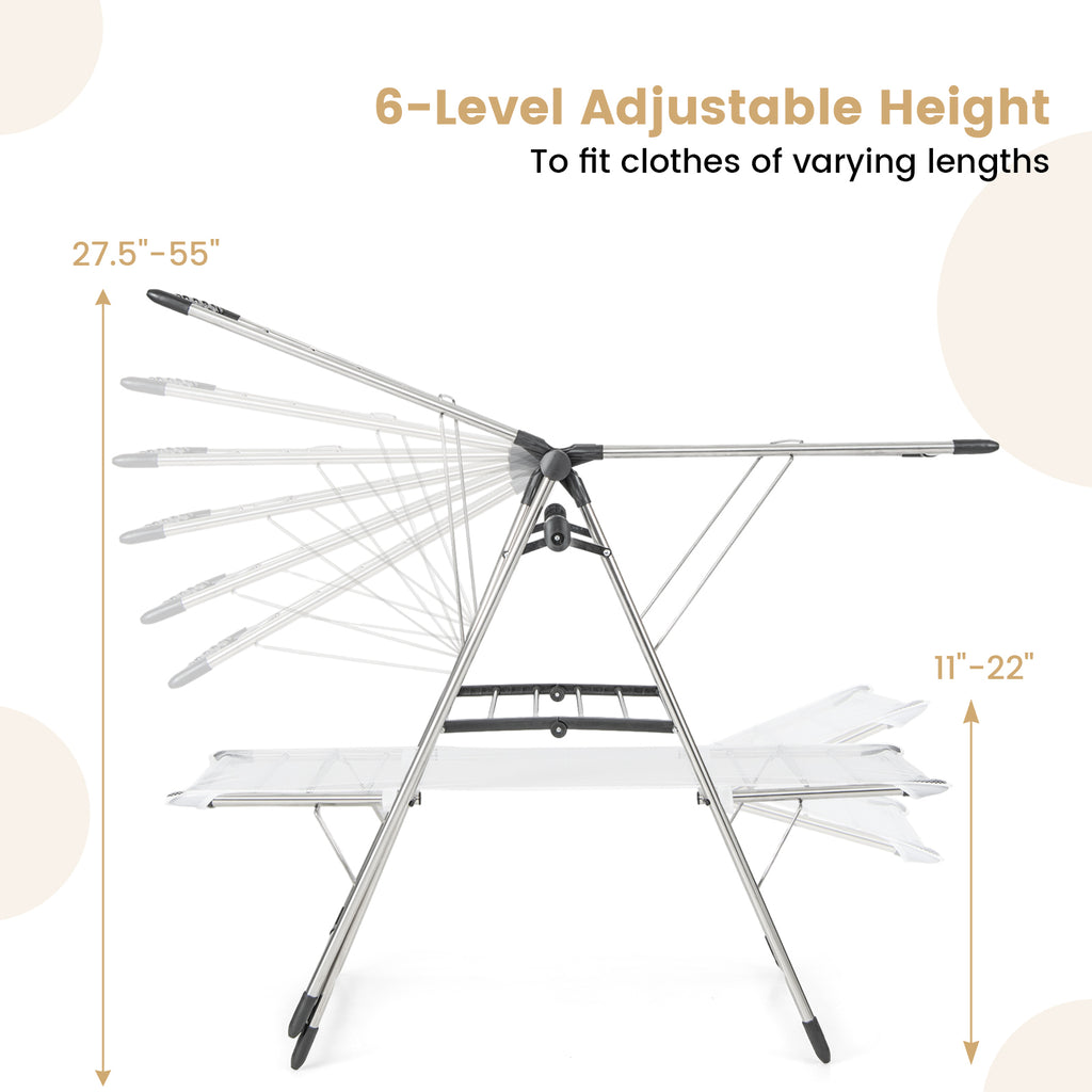 Large Foldable Clothes Drying Rack with Top Hanging Rod